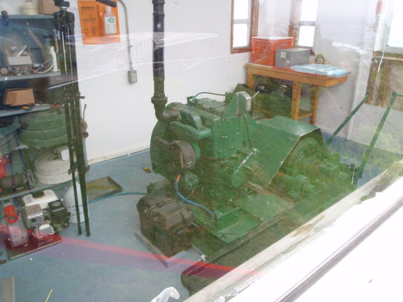 Old Lister-Petter slow speed diesel engine for the winch at Carmannah Point Lighthouse.