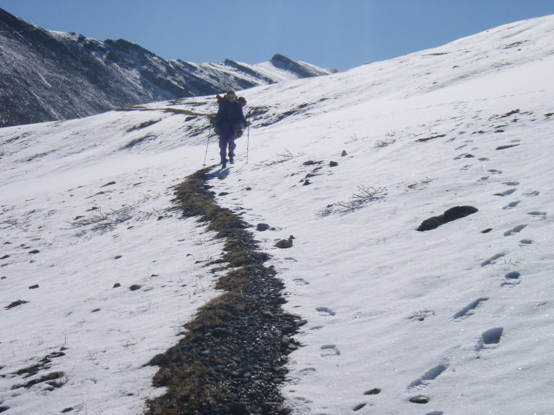 Ingo descending from Fiddle Pass