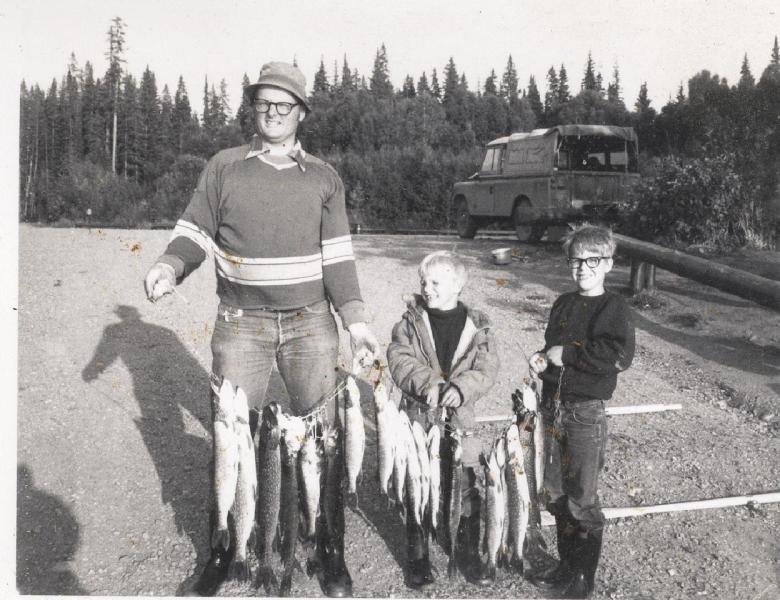 Jim, Jim, and Bob Beck, Fishing, 1976