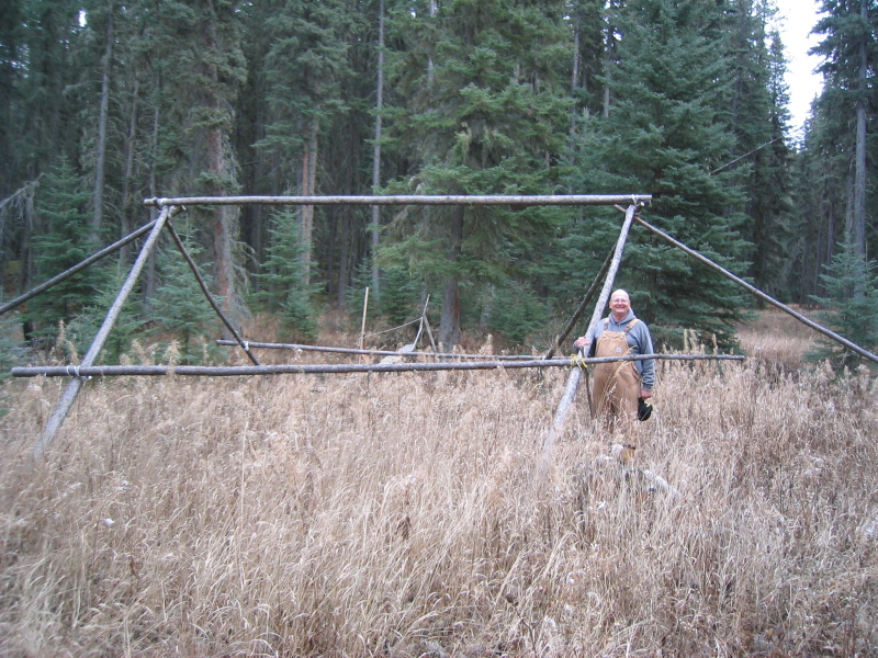 Jim Beck with Wall Tent frame
