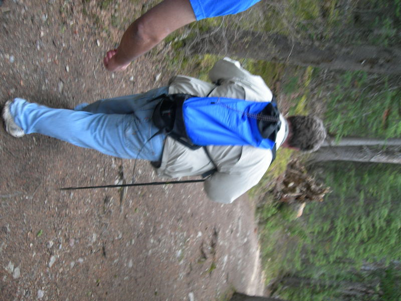 Dale tries out my hiking poles