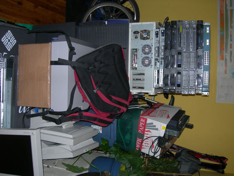 Pile of hardware in theo's living room