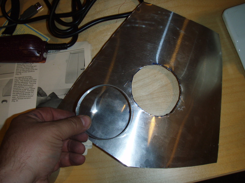 Now I need a stove boot - I cut one from aluminum flashing