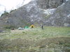 3 light tents in a sheltered piece of alpine.